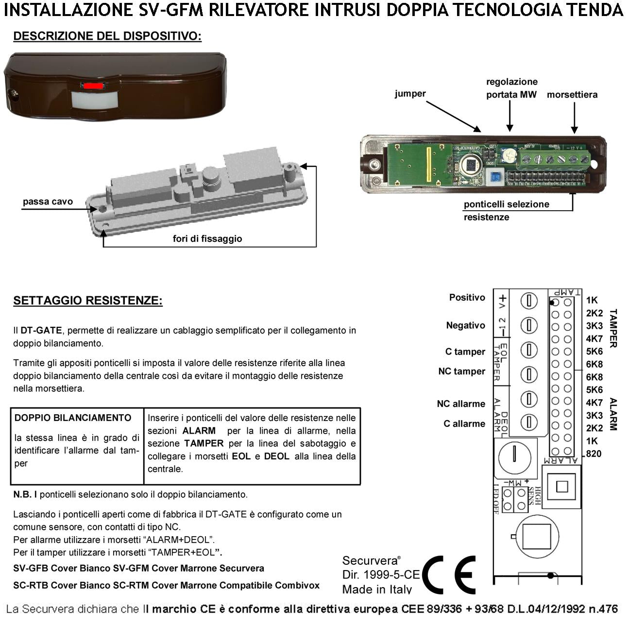 Rilevatore di Movimento Doppia Tecnologia Tenda Marrone 2 Pezzi Infrarosso e Microonda Portata 5 MT Vano Finestra Interno Balcone Rileva Intrusi Invia Allarme Aliment. 12 V Assor. 10 mA Cover ABS IP44