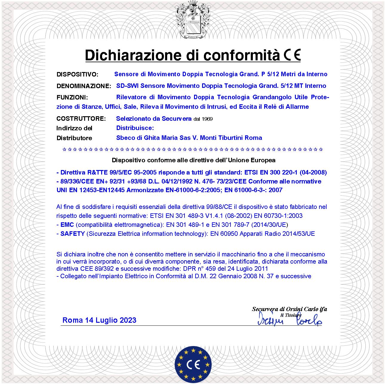 Sensore di Movimento Per Antifurto Doppia Tecnologia Grandangolo Portata 12 MT da Interno Rileva Intruso Aliment. 12 V Assorb. 40 mA Infrarosso Lente 25 Fasci su 4 Piani. Contenitore Bianco Snodo ABS