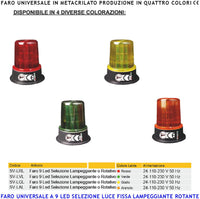 Lampada 9 Led su 3 Steli Selezione Luce Gialla Fissa Lampeggiante o Rotante Alim. 12/24/230 V Montaggio a Palo o Parete Uso Come Monitore su Automatismi o Ripetitore di allarme Cover Metacrilato IP55