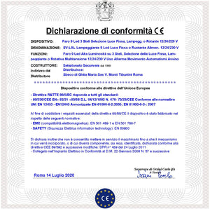 Lampeggiante Arancione 9 Led su 3 Steli Selezione Luce Fissa o Rotante Aliment. 12/24/230 V Montaggio da Palo o Parete Uso Come Monitore su Automatismi o Ripetitore di allarme Cover Metacrilato IP55