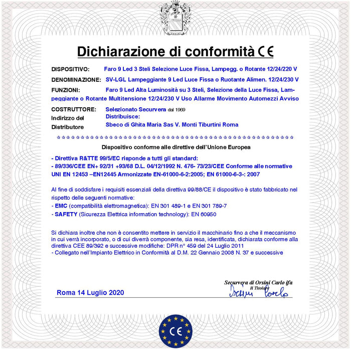 Luce Gialla 9 Led su 3 Steli Funzioni Fissa Lampeggiante o Rotante Aliment. 12/24/230 V Montaggio da Palo o Parete Uso Come Monitore su Automatismi o Ripetitore di allarme Cover Metacrilato IP55