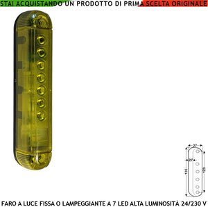 Lampeggiante Miniatura Giallo 7 Led Luce Fissa o Lampeggiante Montaggio a Palo o Parete Monitore su Automatismi Pericolo Macchina in Movimento Aliment. 24-230 V Contenitore Metacrilato Protezione IP55