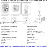 Faro Lampeggiante Arancione 6+6 Led Luce Fissa o Intermittente Montaggio a Palo o Parete Monitore su Automatismi Pericolo Macchina in Movimento Aliment. 12/24 V Contenitore Metacrilato Protezione IP44