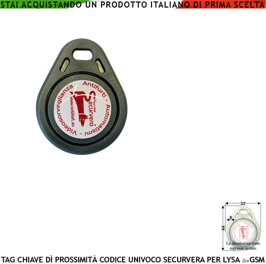 TAG Per Centrale Antifurto Lysa evo GSM Chiave di Prossimità Univoca Vergine Gestione Allarme il Lettore Ne Memorizza Massimo 30 Con Foro Portachiavi Alimentazione Per Induzione Cover ABS Prot. IP67