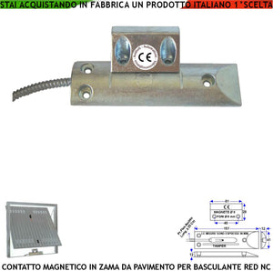 Contatto Magnetico da Pavimento in Alluminio Con Fori di Fissaggio Sensore Antifurto Reed NC Sottovuoto Campo Magnetico 25 mm Tensione Max 30 V 10 W Carico Resistivo 4 Fili 2 NC e 2 Tamper Prot. IP65