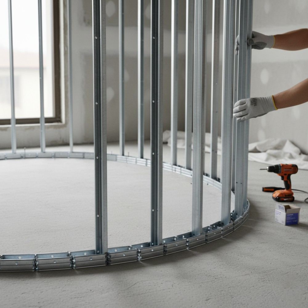 Guida profilo in lamiera zincata flessibile per strutture curve 1,5 m *** misure 30 x 75 x 30 mm, confezione 1