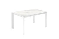 E-STYLO Tavolo allungabile con top in ceramica marmo bianco e base in metallo bianco, 90cm X 140 /190cm H. 76cm.