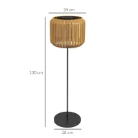 Lampada Solare da Giardino con Illuminazione LED, in Acciaio e Rattan PE, Ø34x130 cm, Giallo