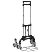 DURHAND Carrello Portapacchi Pieghevole a 6 Ruote max 70 kg con Fune e Maniglia Estraibile, 47x47x100 cm, Nero e Argento