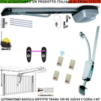 BASCULANTE CONTRAPPESI 100 KG MOTORE 220/24 V AUTOREVERSE 4 RADIOCOMANDI ARCHETTO FOTOCELLULE FARO ANTENNA