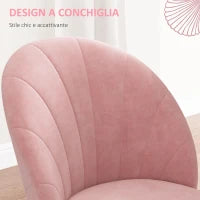 Set 2 Sedie da Pranzo Imbottite Stile Nordico in Metallo e Velluto, 52x54x79cm, Rosa