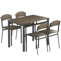 Set da Pranzo da 5 Pezzi con 1 Tavolo Rettangolare 100x63x76.5 cm e 4 Sedie 45x40x82 cm, in Acciaio e MDF