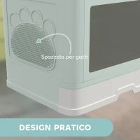 Lettiera per Gatti Chiusa con Coperchio e Doppia Entrata, Cassetto Estraibile, Paletta e Spazzola, Verde
