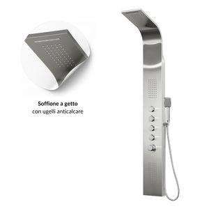 Colonna doccia termostatica siria 4 funzioni getto a cascata bocchette lombari *** finitura- spazzolato, confezione 1