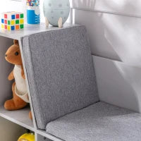 2-in-1 Scaffale per bambini Scaffale + Panca con Cuscino 103 cm × 30 cm × 62 cm Bianco + Grigio
