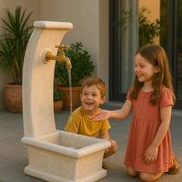 Fontana da giardino modello luna calcestruzzo cemento h100 cm senza rubinetto design elegante