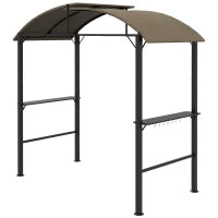 Gazebo per Barbecue, 2 Ripiani Laterali, Ganci, Telaio in Acciaio, 1.1 x 2.3m, Cachi