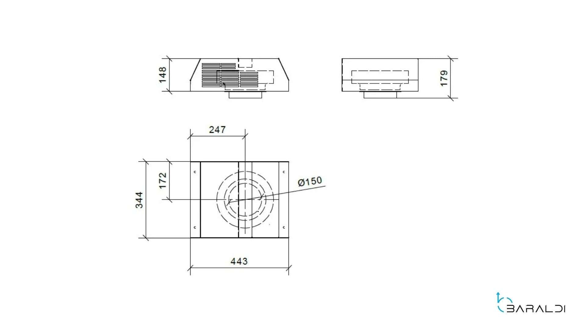 COMPACT MOTORE PER ESTERNO cm 45x35 - Bianco, Inox - 1.300 m3/h