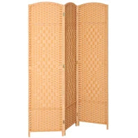 Paravento da interno in legno a 3 pannelli pieghevole, 135 x 180 cm, Marrone chiaro