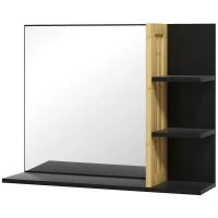 Specchiera Bagno Moderna da Parete a 4 Ripiani in Legno, 45x15x58.5cm, Nero