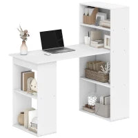 Scrivania Computer con Libreria Salvaspazio, Tavolo da Pranzo per Ufficio e Studio, 120x55x120 cm, Bianco