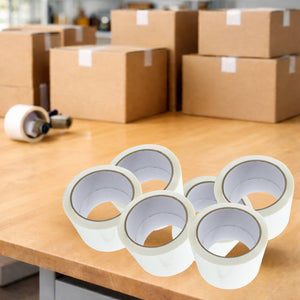 Kit 6 nastro adesivo silenzioso bianco 50x132m per imballaggi continui