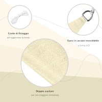 Tenda a Vela Triangolare Parasole in HDPE per Spazi Esterni, 3x3x3 m, Crema Bianco Avorio
