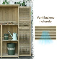 Casetta in Legno da Giardino con Tetto Impermeabile, Armadio da Esterno Porta Attrezzi da Giardino con 4 Scompartimenti, 87x46.5x160cm, Grigio
