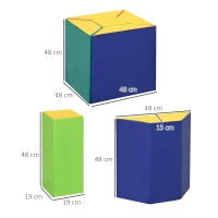 Set Costruzioni Morbide per Bambini con 5 Blocchi a Rettangolo e Trapezio, in PU e EPE, 48.3x19.1x48.3 cm, Multicolore