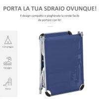 Sdraio da Giardino Pieghevole Poggiatesta e Schienale Regolabile Blu