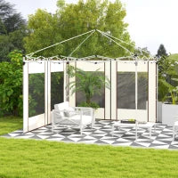 Set da 2 Pannelli Laterali per Gazebo con Porte e Finestre con Zip, per Gazebo Pop-up da 3x3m o 3x6m, Bianco
