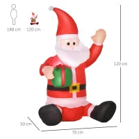 120cm Babbo Natale Gonfiabile e Gigante, Decorazione Natalizia Impermeabile da Esterno con Luci a LED