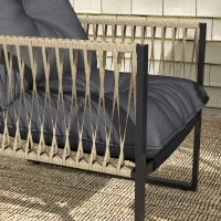 Set da Giardino 4 Pezzi in Rattan con Divanetto, 2 Sedie e Tavolino da Caffè, Grigio e Marrone