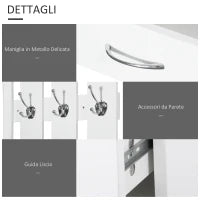 Set Mobili Ingresso Moderno con Scarpiera e Specchio, Appendiabiti da Ingresso con 6 Ganci, 2 Ripiani Regolabili e Cassetti in Legno per Corridoio, 90x24x177 cm, Bianco