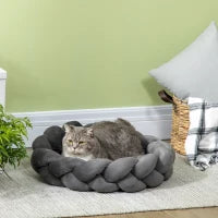 Letto per Cani e Gatti da Interni Imbottito e Lavabile con Cuscino Separato, Ø55x14cm, Grigio