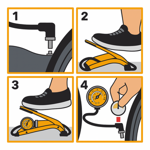 Pompa pedale professionale manometro tubo acciaio bici moto auto 55x120mm