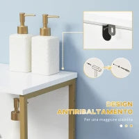 kleankin Mobile Colonna Bagno con Cassetto, Armadietto e Ripiano in Legno e Metallo, 30x30x105cm, Bianco