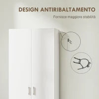 Mobile Multiuso Moderno con 5 Ripiani e Livelli Regolabili, in Legno, 60x31.5x165 cm, Bianco
