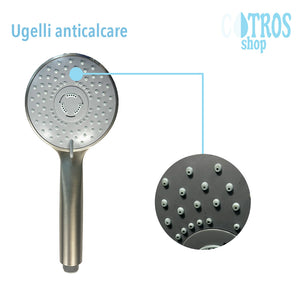 Doccetta nichel spazzolato 3 getti ugelli sistema anticalcare