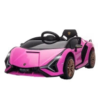 Macchina Elettrica per Bambini 3-5 Anni Lamborghini 12V con Telecomando e Velocità 3-5km/h, Rosa