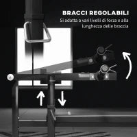 Macchina Pettorali ad Altezza Regolabile in Acciaio, 150x150x60-85 cm, Nero