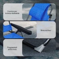 Sdraio da Giardino Pieghevole con Schienale Regolabile, Cuscino e Foro per Viso, Blu Scuro