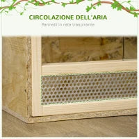 Terrario per Rettili in Legno con Porte in Vetro Scorrevoli e Pannelli in Rete, 60x29.5x29.5cm