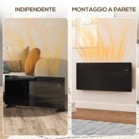 Riscaldatore a Convezione 2000W Temperatura Regolabile con Telecomando, Timer 24h e Settimanale, Nero