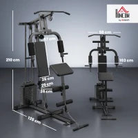 Stazione Fitness con Seduta e Schienale Imbottiti, in Acciaio e PU, 135x103x210 cm, Nero