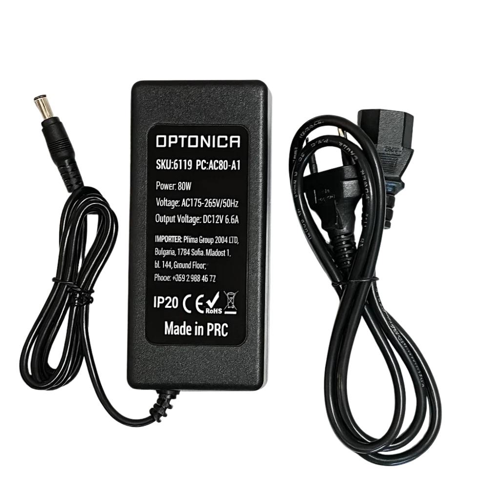 Alimentatore optonica 6119 80w 12v 6.5a ip20 per strisce led alta efficienza