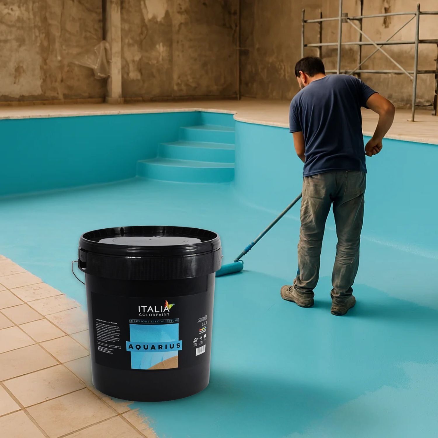 Idropittura acrilica specifica per piscine in cemento aquarius *** tinta celeste, contenuto litri 5, confezione 1