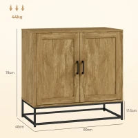 Credenza da Soggiorno a 2 Livelli con Ripiano Regolabile, in Legno e Acciaio, 80x40x78 cm, Marrone e Nero