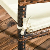 Set da Esterni in Rattan PE con Tavolo e 4 Sedie con Cuscini, Marrone