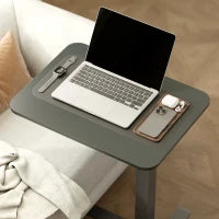 Scrivania con Altezza Regolabile, con 4 Ruote, a Forma di C, 65 cm x 48 cm x 70-110 cm, Nero